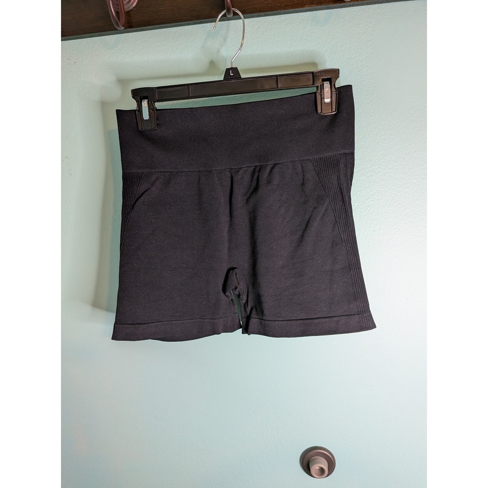 Black High Waisted Seamless Scrunch Butt Athletic Workout Shorts Womens XL